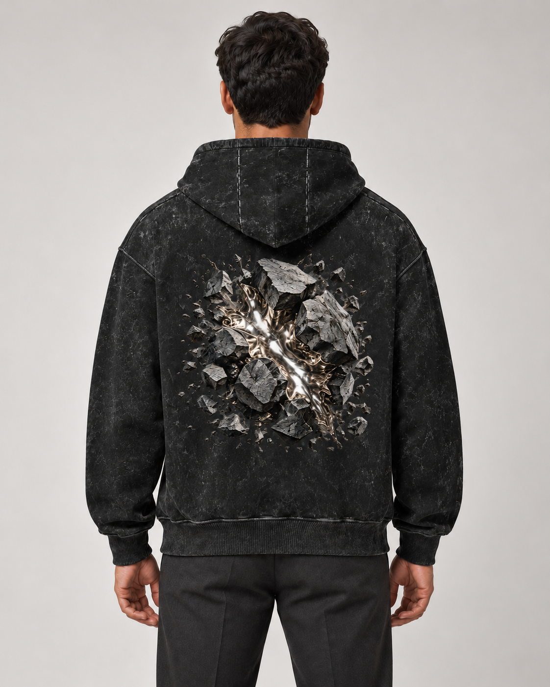 Pressure Made — Men’s Acid-Washed Oversized Hoodie
