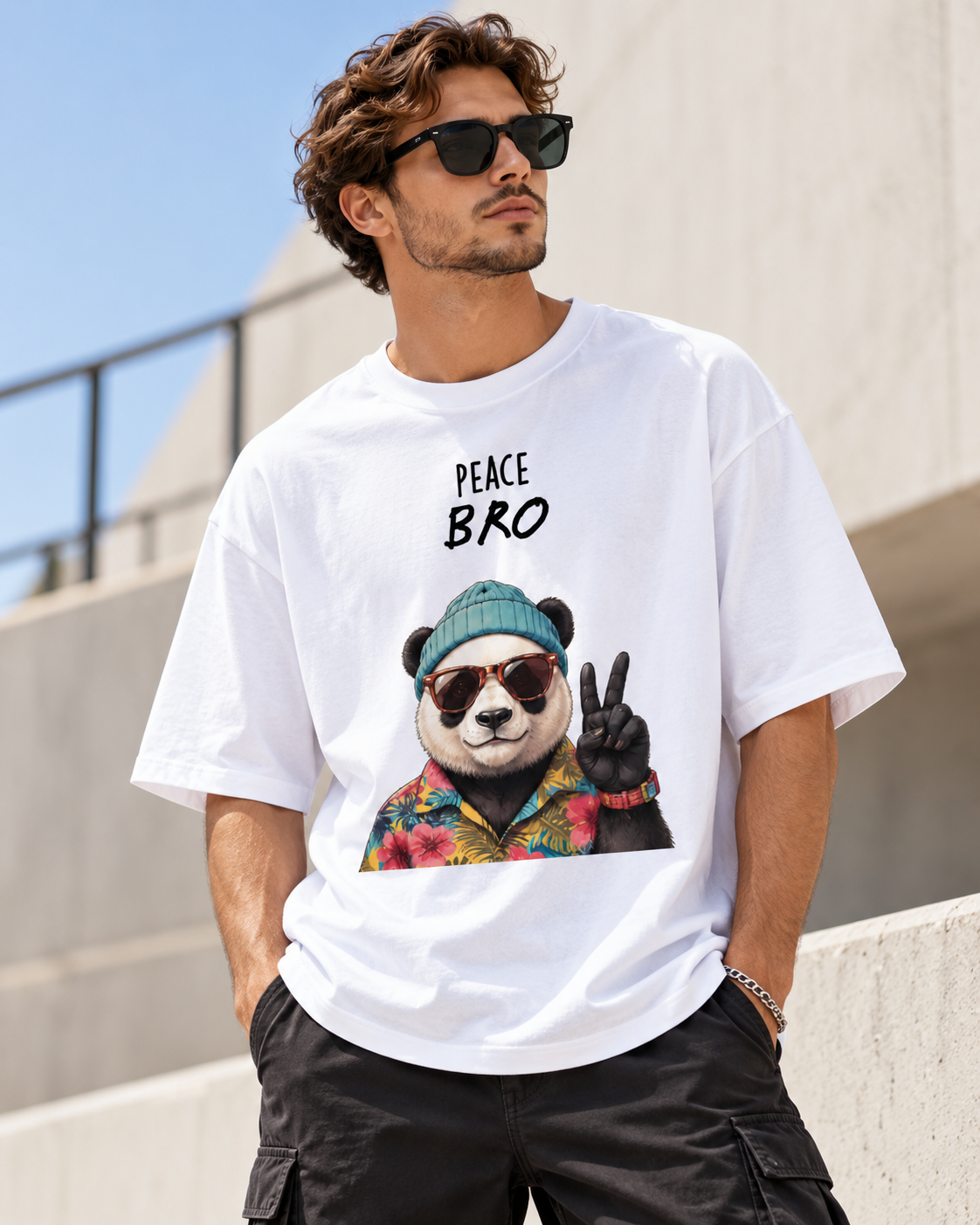 Peace Bro! Panda Oversized Graphic T-Shirt for Men 🐼✌️