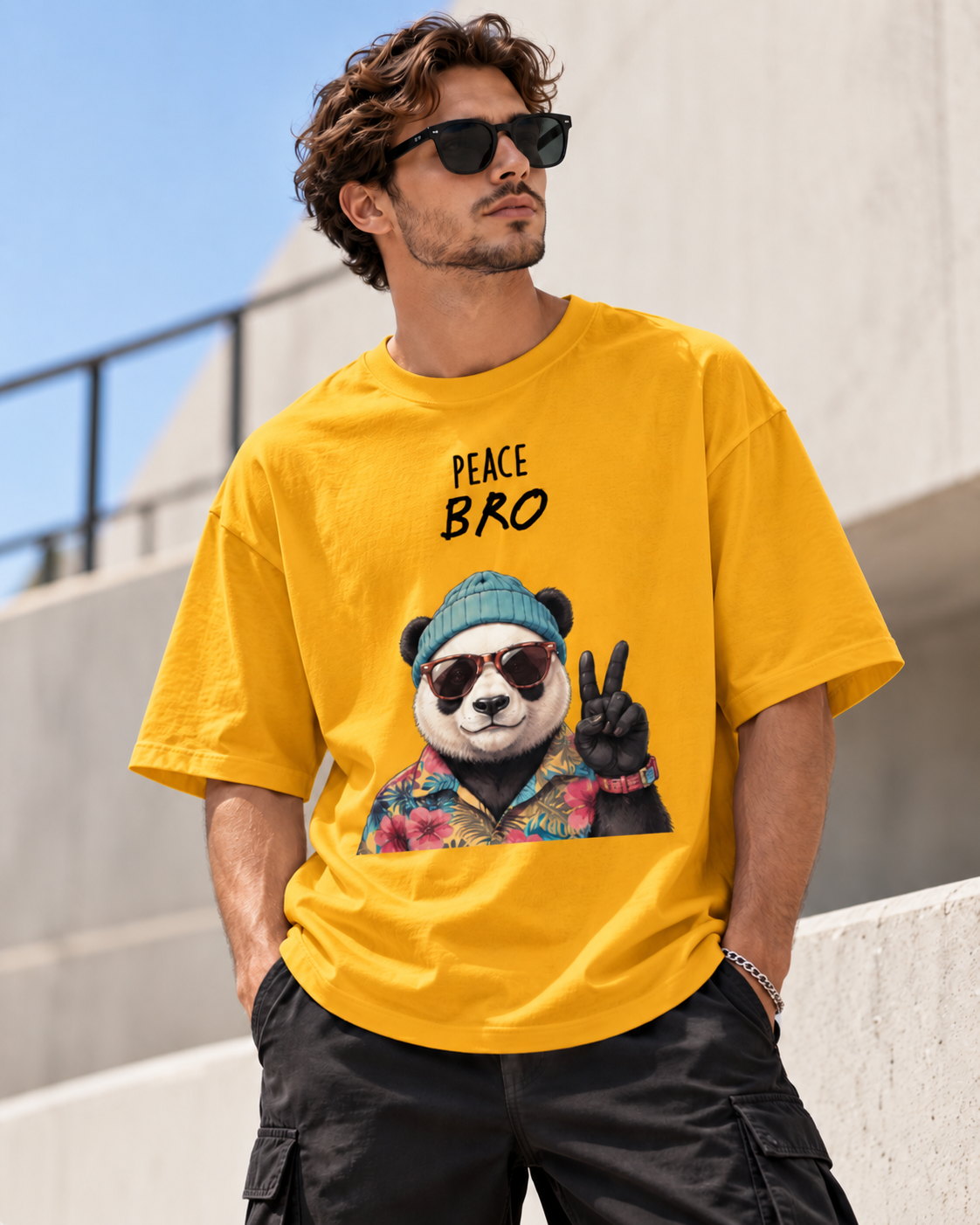 Peace Bro! Panda Oversized Graphic T-Shirt for Men 🐼✌️