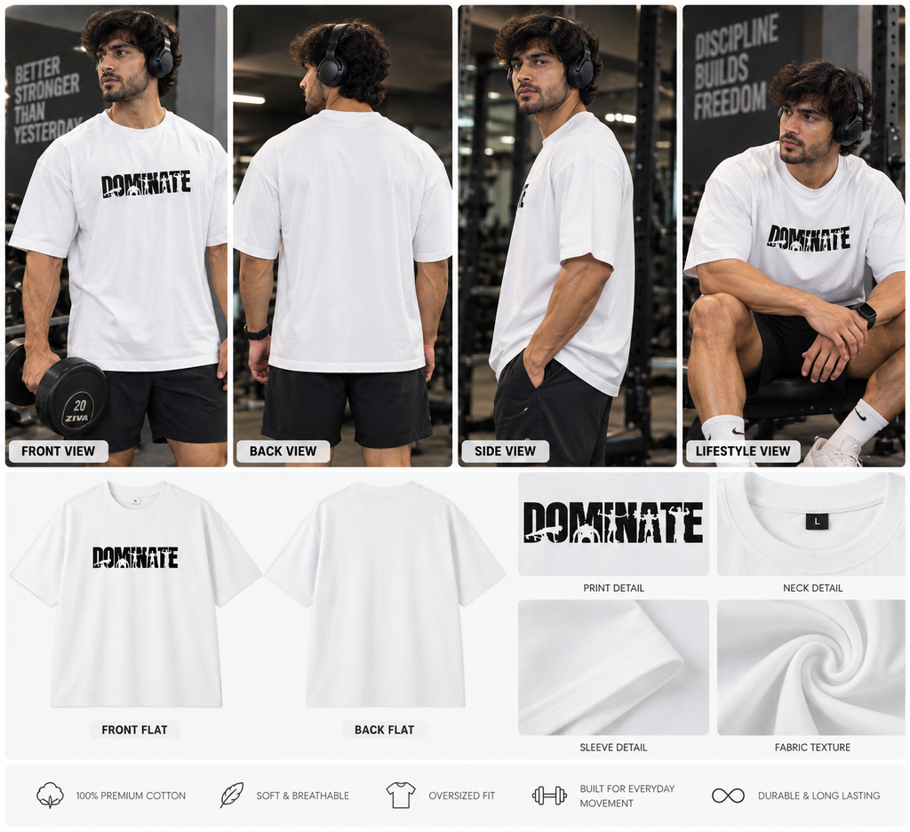 Dominate – Men's Oversized Gym T-Shirt