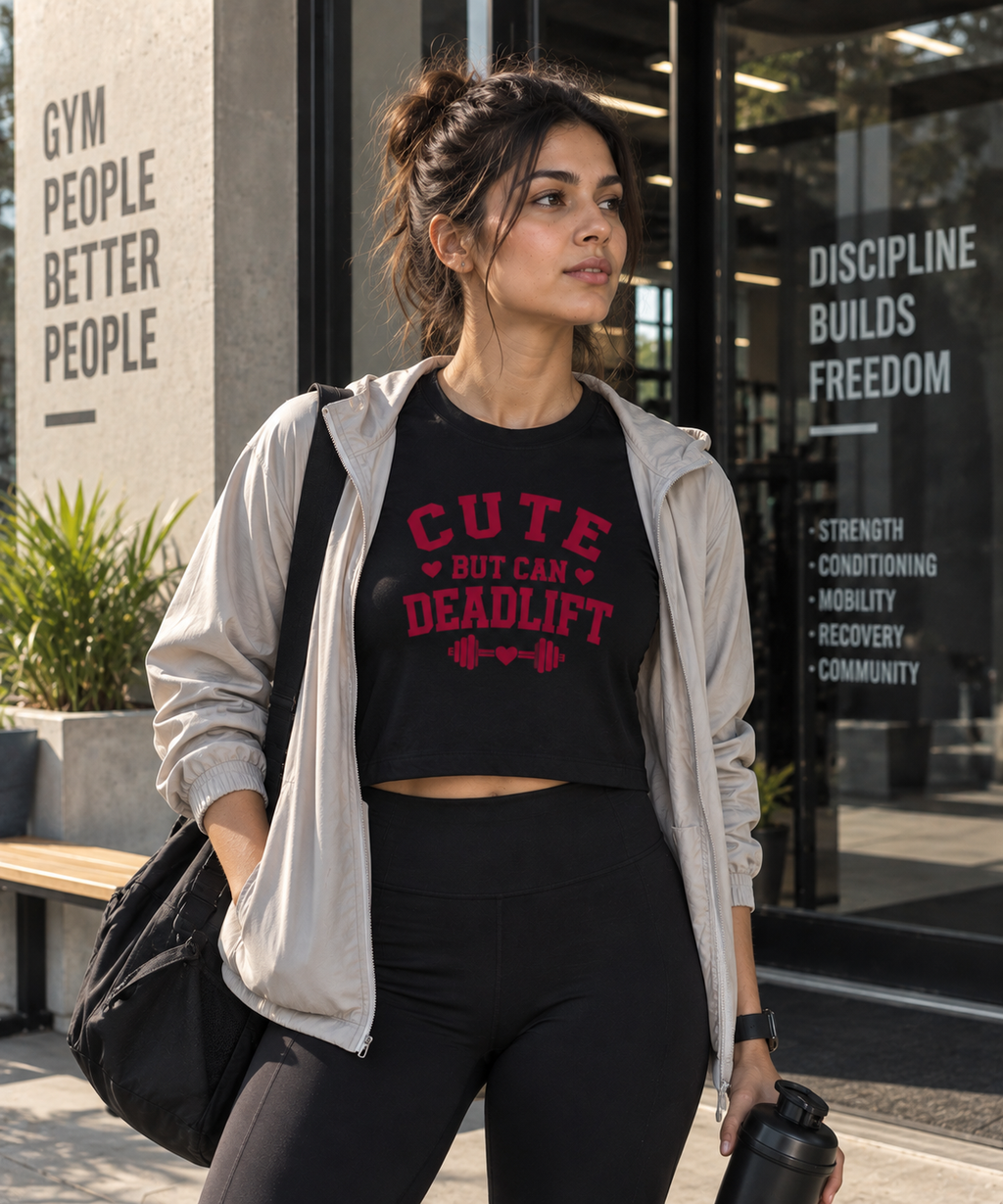 Cute But Can Deadlift Crop Top