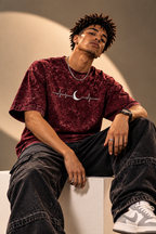 Moon Pulse – Unisex Acid Wash Oversized T-Shirt – Puff Print