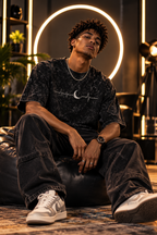 Moon Pulse – Unisex Acid Wash Oversized T-Shirt – Puff Print