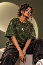 Moon Pulse – Unisex Acid Wash Oversized T-Shirt – Puff Print