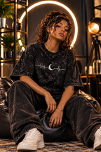 Moon Pulse – Unisex Acid Wash Oversized T-Shirt – Puff Print
