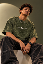 Moon Pulse – Unisex Acid Wash Oversized T-Shirt – Puff Print